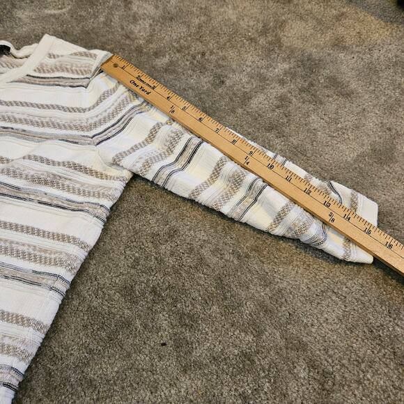 Ann Taylor Factory Size Medium Petite MP Zipper Jacket Sweater White Striped - Picture 10 of 10